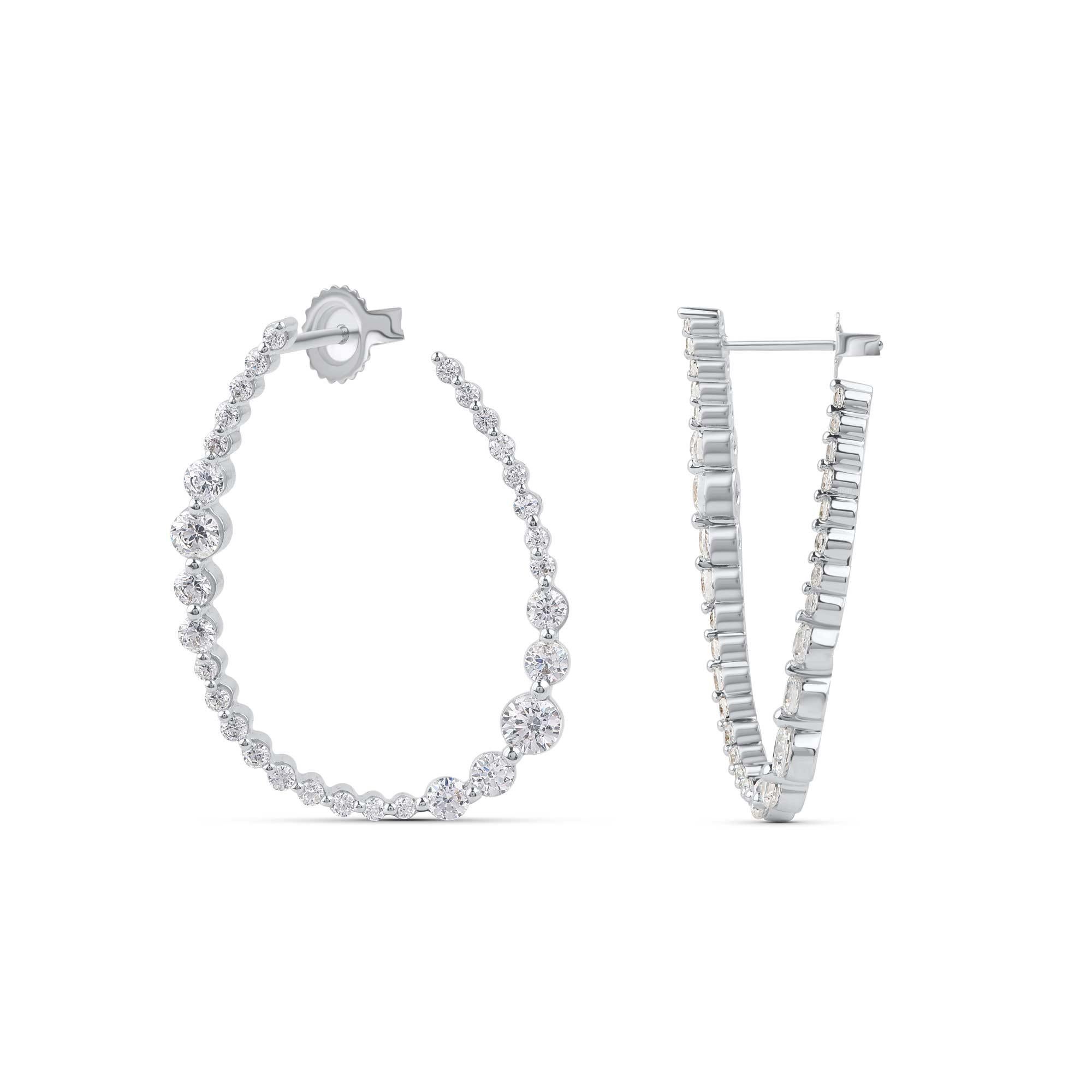 Moderno TJD Orecchini a goccia con diamante da 2,0 carati in oro bianco 18 carati, ritorti e scintillanti in vendita