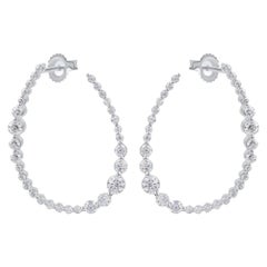 TJD 2,0 Karat Diamant 18 Karat Weißgold gedrehte, glänzende Tropfenohrringe mit Tropfen