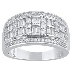TJD 2.0 Carat Natural Baguette 
Round Diamond 14 Karat Gold Wedding Band Ring