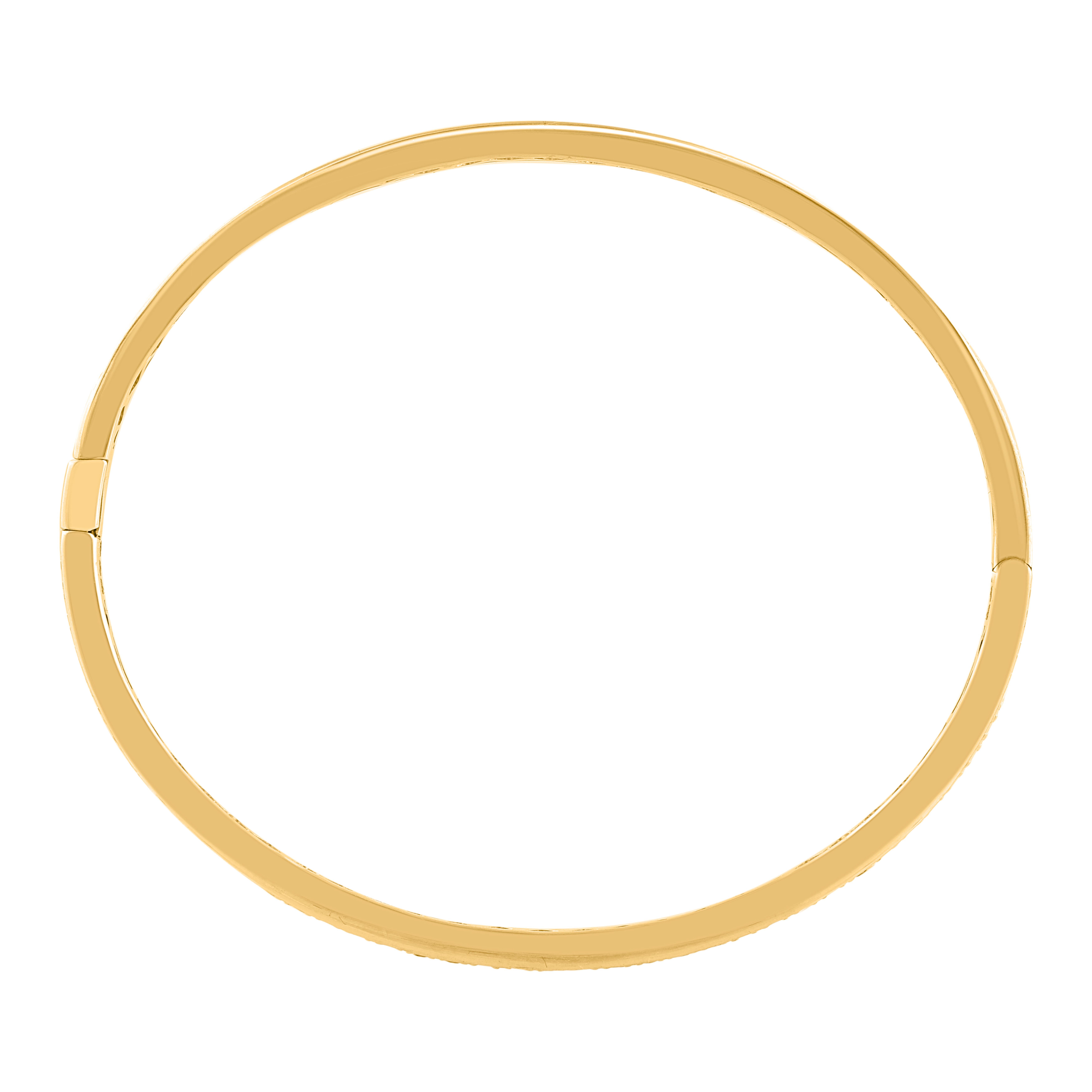 Clásica y sofisticada, esta pulsera de diamantes combina bien con cualquier atuendo. Este brillante brazalete incluye 84 diamantes redondos de talla brillante natural engarzados con garras y elaborados en oro amarillo de 14 quilates. Los diamantes