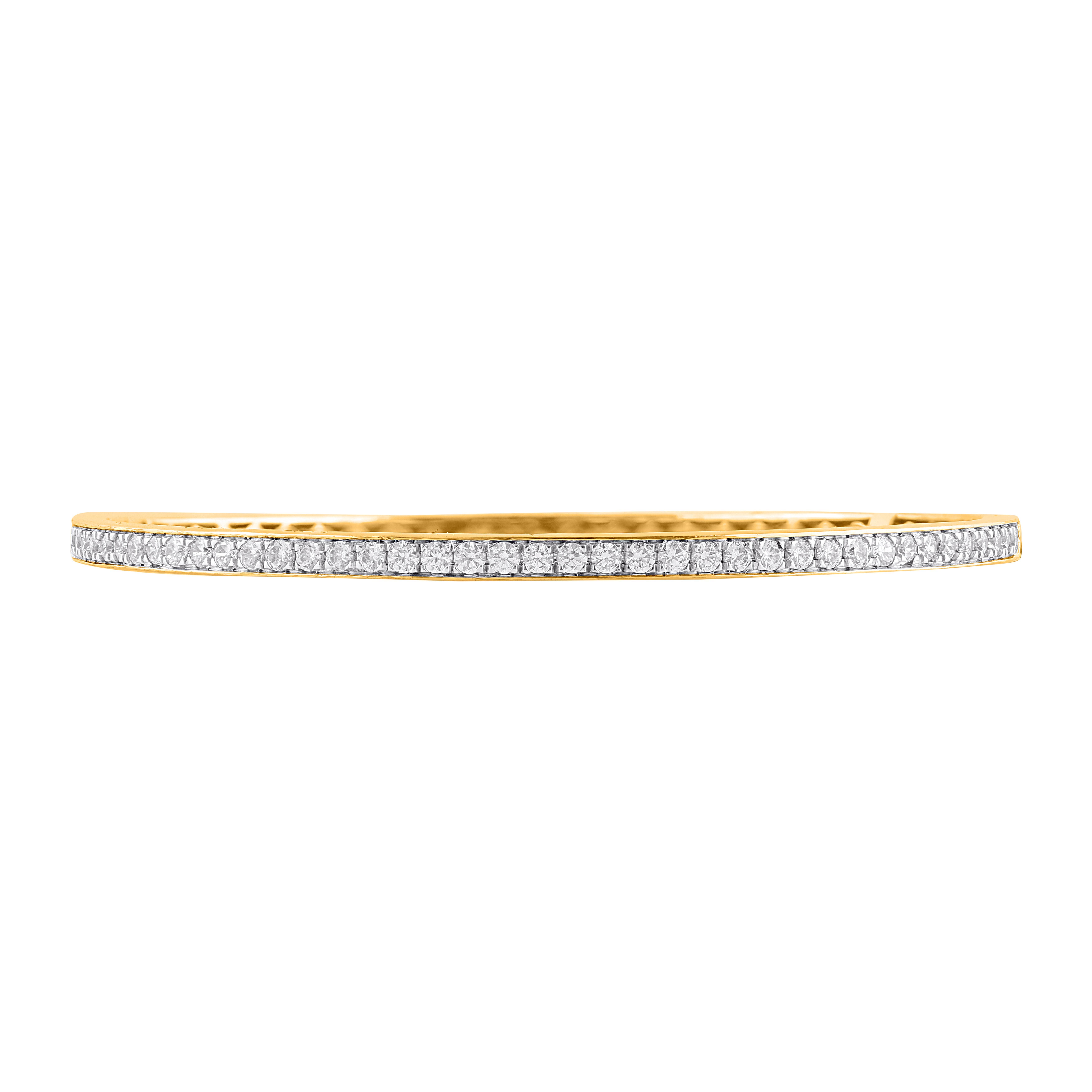 TJD Brazalete de diamantes talla brillante natural de 2,0 quilates en oro amarillo de 14 quilates Contemporáneo en venta