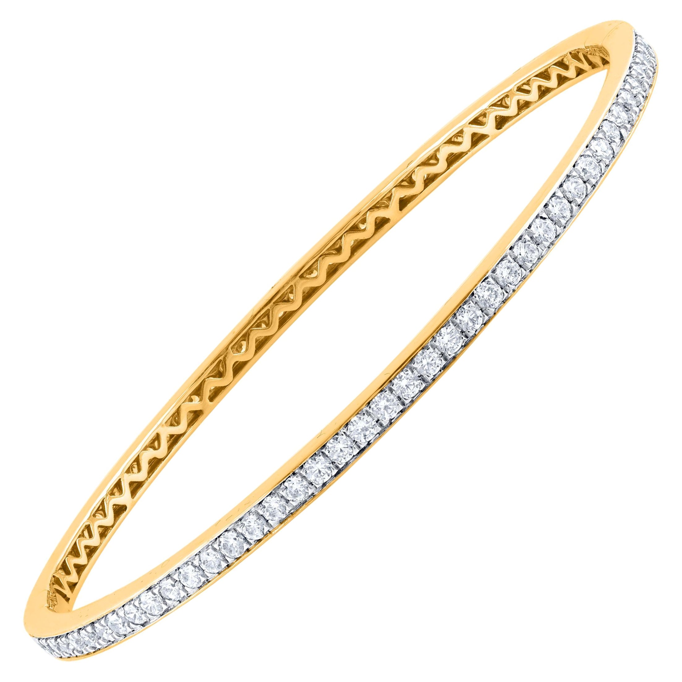 TJD 2.0 Carat Natural Brilliant Cut Diamond Bangle in 14KT Yellow Gold