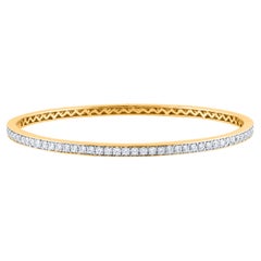 TJD Brazalete de diamantes talla brillante natural de 2,0 quilates en oro amarillo de 18 quilates