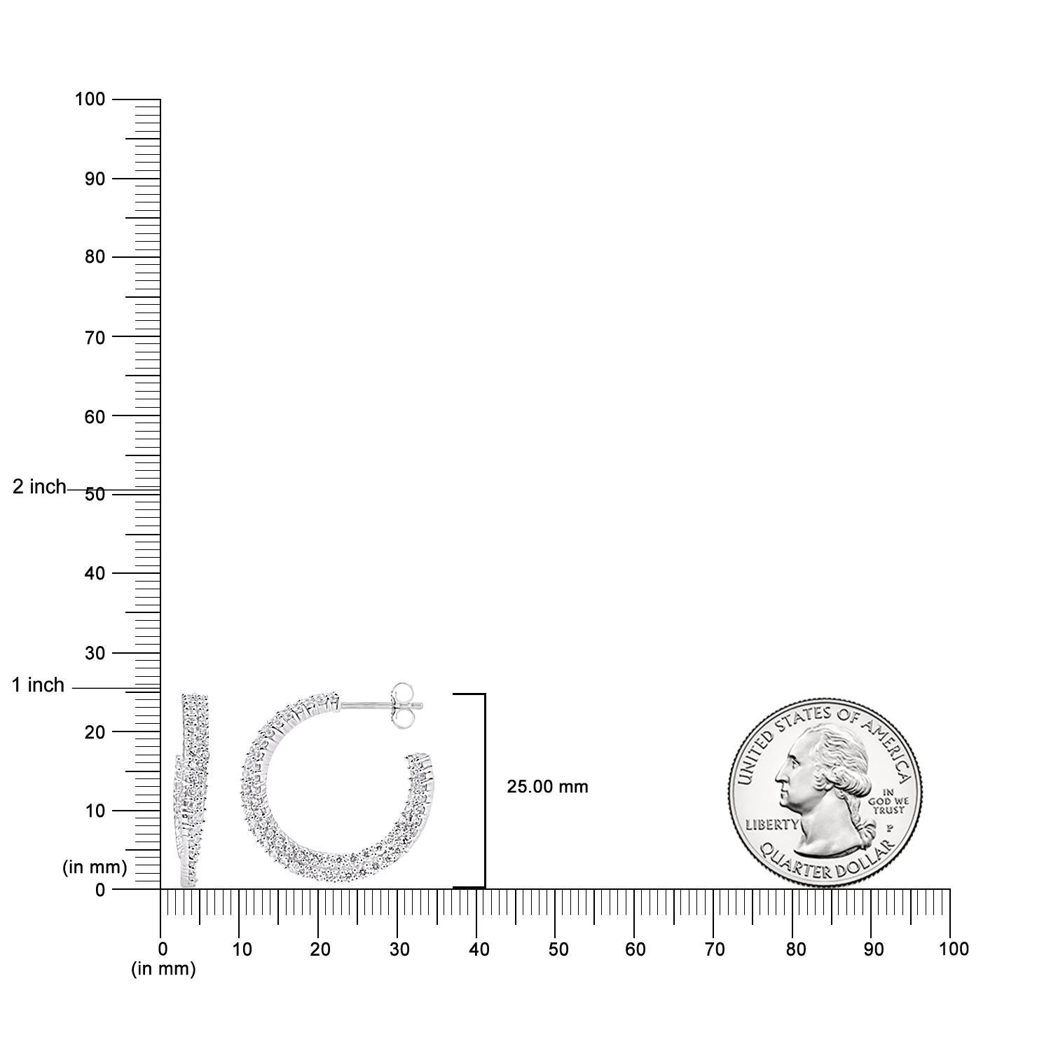 TJD 2,0 Karat natürlicher Brillant Diamant 14KT Weißgold halbe Ohrringe (Art déco) im Angebot