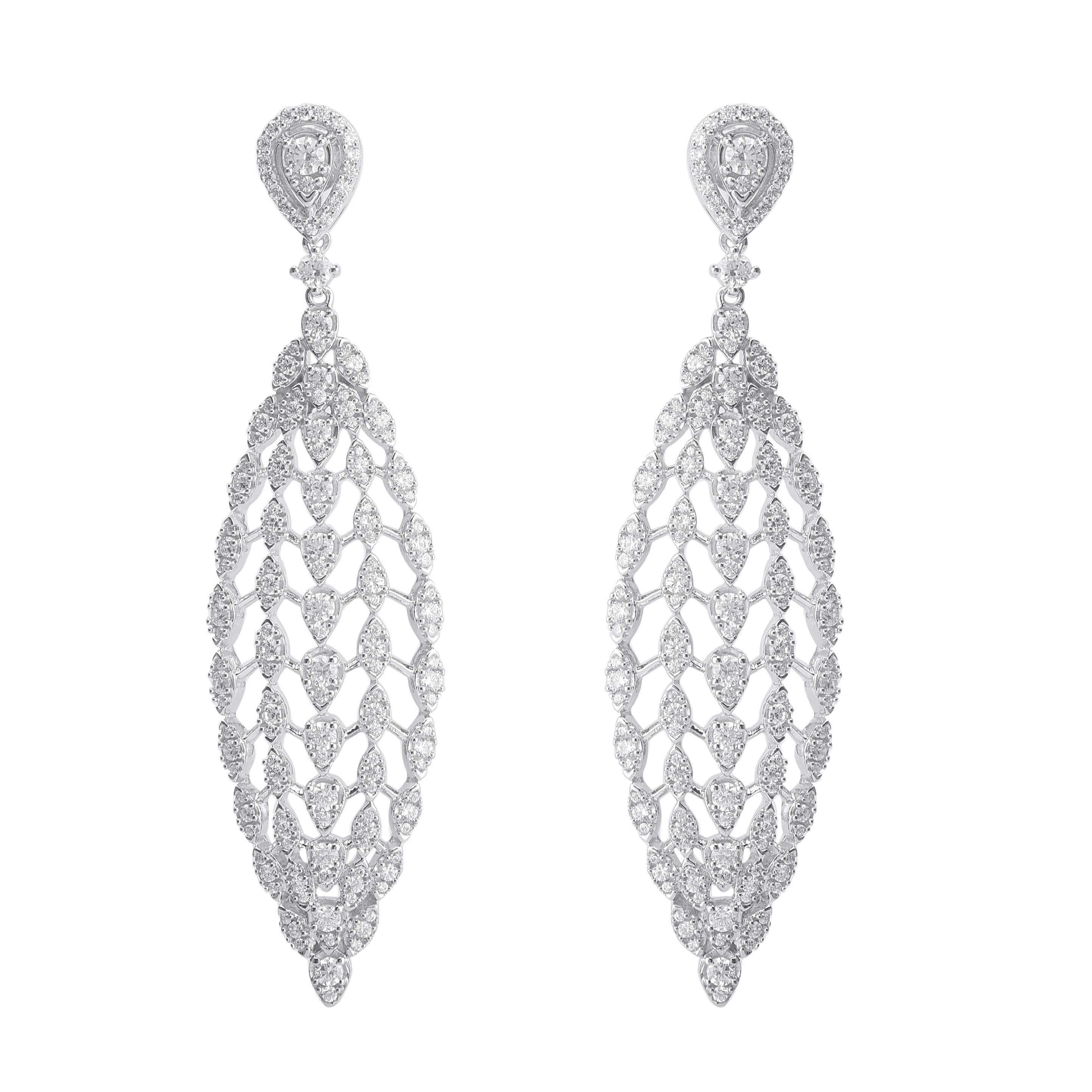 TJD 2,0 Karat natürlicher Diamant 14 Karat Weißgold Marquise-Tropfen-Ohrringe in Form eines Marquiseschliffs (Moderne) im Angebot