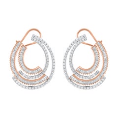 TJD 2.0 Carat Natural Diamond Interlinked Circle Stud Earrings in 18 Karat Gold