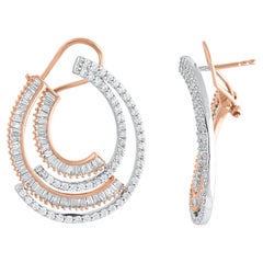 TJD 2.0 Carat Natural Diamond Interlinked Circle Stud Earrings in 18 Karat Gold