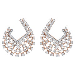 Clous d'oreilles designer en or rose 14 carats avec diamants naturels de 2,0 carats TJD