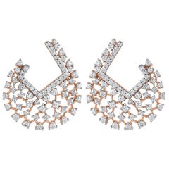 TJD 2.0 Carat Natural Diamonds Designer Stud Earrings in 14 Karat Rose Gold