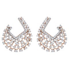 Clous d'oreilles designer en or rose 18 carats avec diamants naturels de 2,0 carats TJD