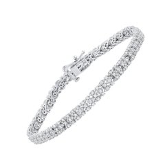 TJD 2.0 Carat Natural Round Cut Diamond 14 Karat White Gold Vintage Bracelet