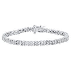 Bracelet vintage en or blanc 14 carats avec diamants naturels taille ronde de 2,0 carats TJD
