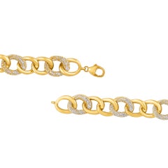TJD Pulsera de eslabones cubanos de oro amarillo de 14 quilates con diamantes naturales talla redonda de 2,0 quilates