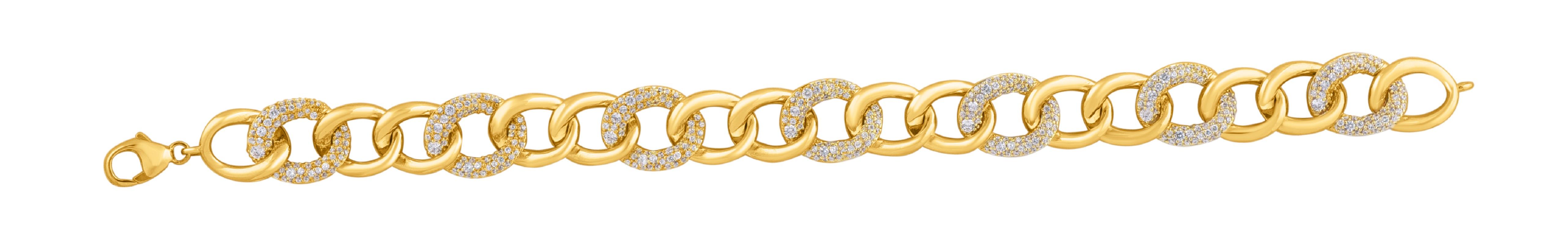 Contemporain Bracelet cubain à maillons en or jaune 14 carats avec diamants naturels taille ronde de 2,0 carats TJD en vente
