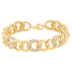 TJD 2,0 Karat natürlicher Diamant im Rundschliff 14 Karat Gelbgold Kubanisches Gliederarmband