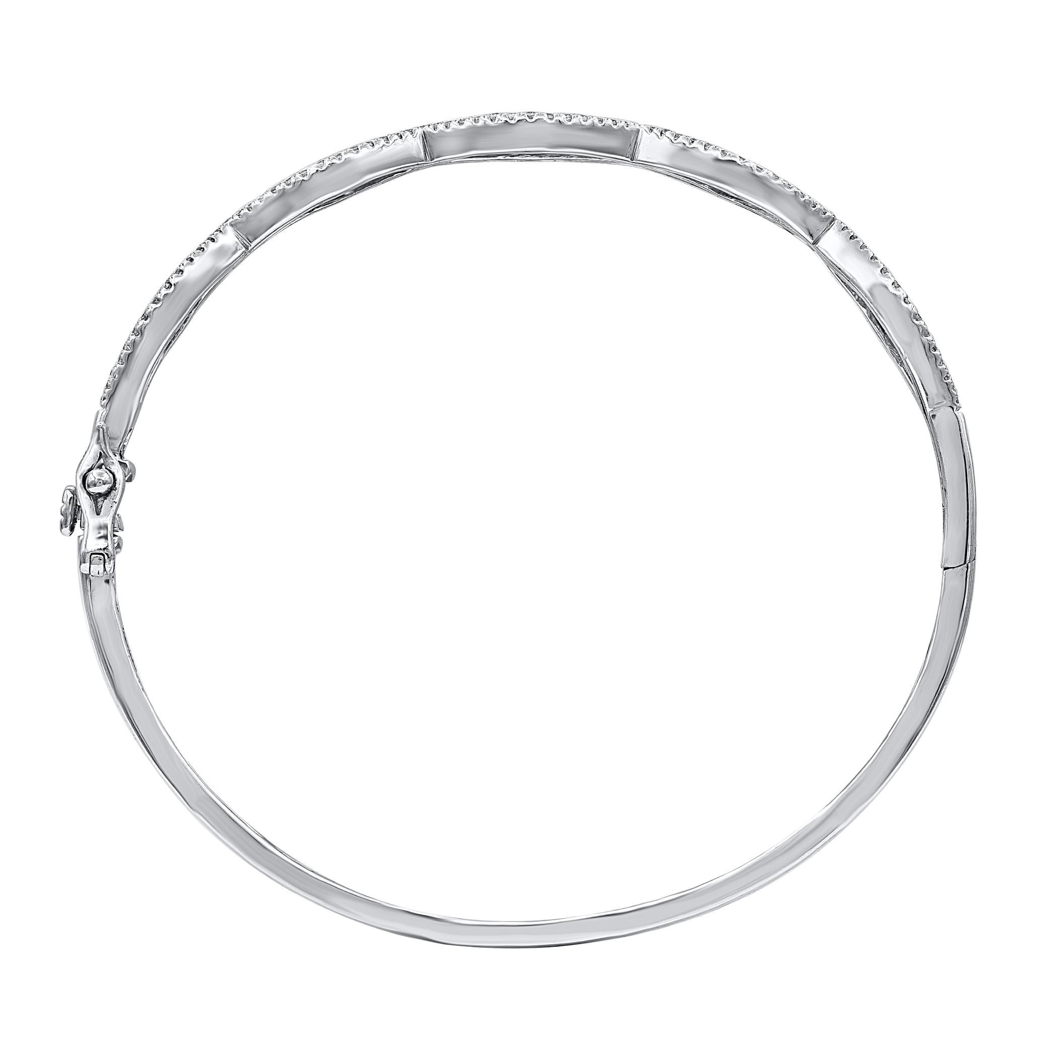 TJD 2,0 Karat natürlicher runder Diamant 14 Karat Weißgold Designer-Armreif (Zeitgenössisch) im Angebot