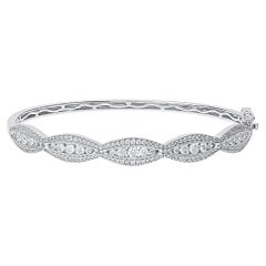 TJD 2.0 Carat Natural Round Diamond 14 Karat White Gold Designer Bangle