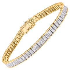 TJD 2.0 Carat Natural Round Diamond 14KT Yellow Gold Tennis Bracelet