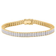 Bracelet tennis en or jaune 14 carats avec diamants ronds naturels de 2,0 carats TJD