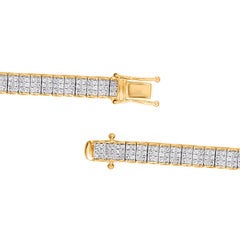 TJD 2.0 Carat Natural Round Diamond 18KT Yellow Gold Tennis Bracelet