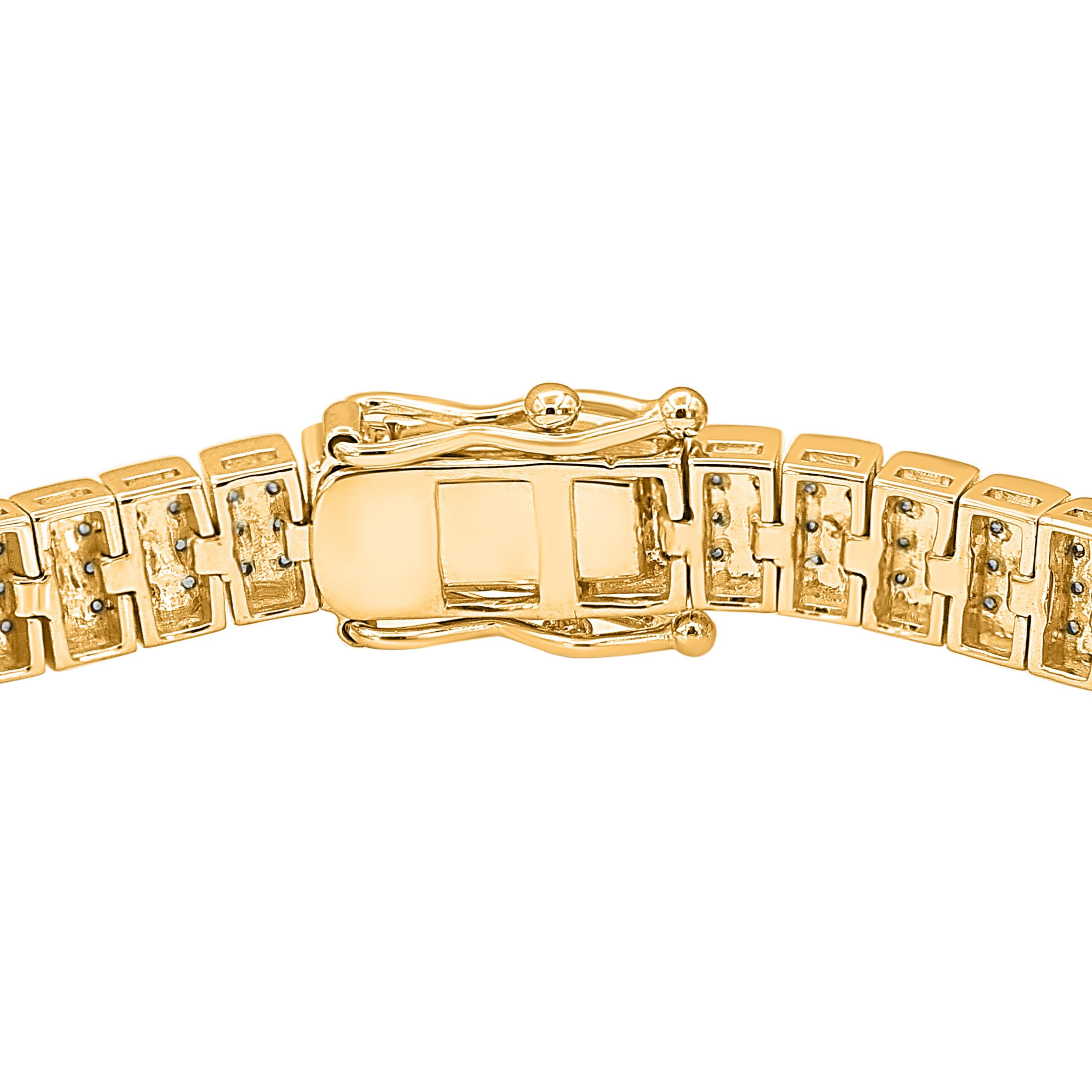 Modern TJD 2.0 Carat Natural Round Diamond 18KT Yellow Gold Tennis Bracelet For Sale