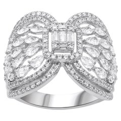 TJD 2.0 Carat Pear, Round & Baguette Diamond 14KT White Gold Cocktail Ring