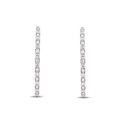 TJD 2.0 Carat Round 14 Karat Yellow Gold Designer Diamond Hoop Earrings