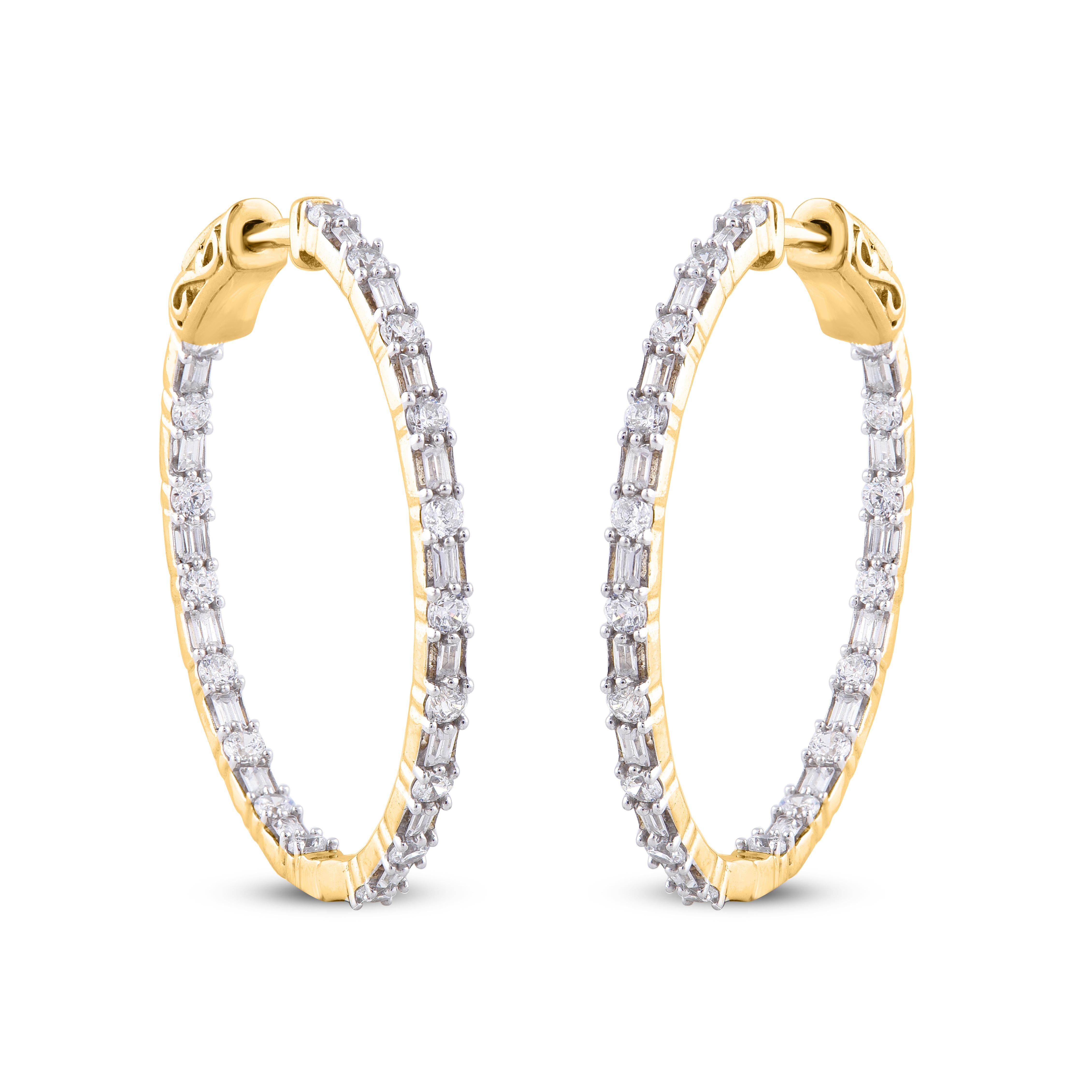 Art déco Boucles d'oreilles designer en or jaune 14 carats avec diamants ronds de 2,0 carats TJD en vente