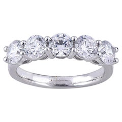 TJD 2,0 Karat runder 5 Stein 18 Karat Weißgold Hochzeit Jahrestag-Ring