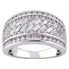 TJD 2.0 Carat Round
Baguette Cut 14 Karat White Gold Multi Row Diamond Rings
