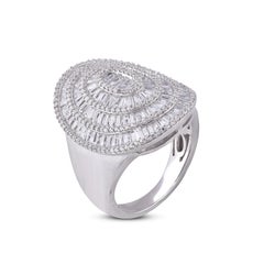 TJD 2.0 Carat Round & Baguette Diamond 14 Karat White Gold Designer Disc Ring