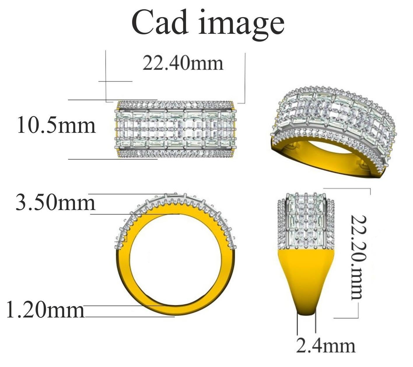 Un anello di design unico e senza tempo, tempestato di diamanti, per farti sentire speciale e distinguerti. Realizzato dai nostri abili artigiani in oro bianco da 14 carati e tempestato di 50 diamanti taglio brillante, 18 taglio baguette e 36 taglio