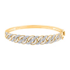 TJD 2.0 Carat Round & Baguette Diamond Bangle Bracelet in 14KT Yellow Gold