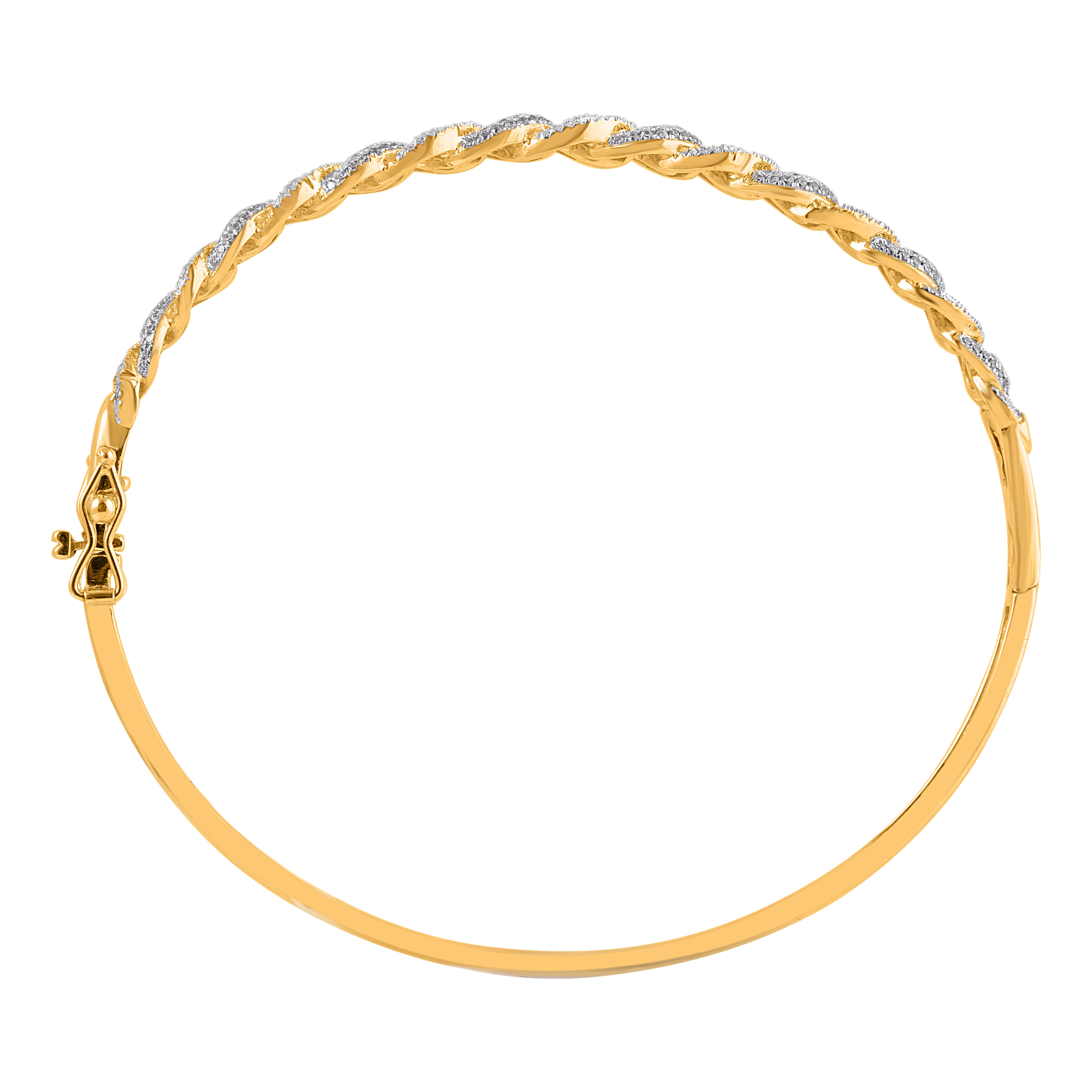 TJD 2,0 Karat runder & Baguette-Diamant-Armreif aus 14KT Gelbgold (Moderne) im Angebot