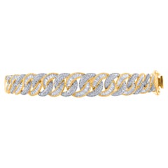 TJD Pulsera de diamantes redondos y baguette de 2,0 quilates en oro amarillo de 14 quilates