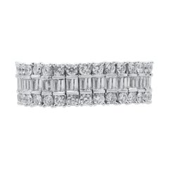 TJD 2.0 Carat Round & Baguette Diamond Eternity Band Ring in 14 Karat White Gold