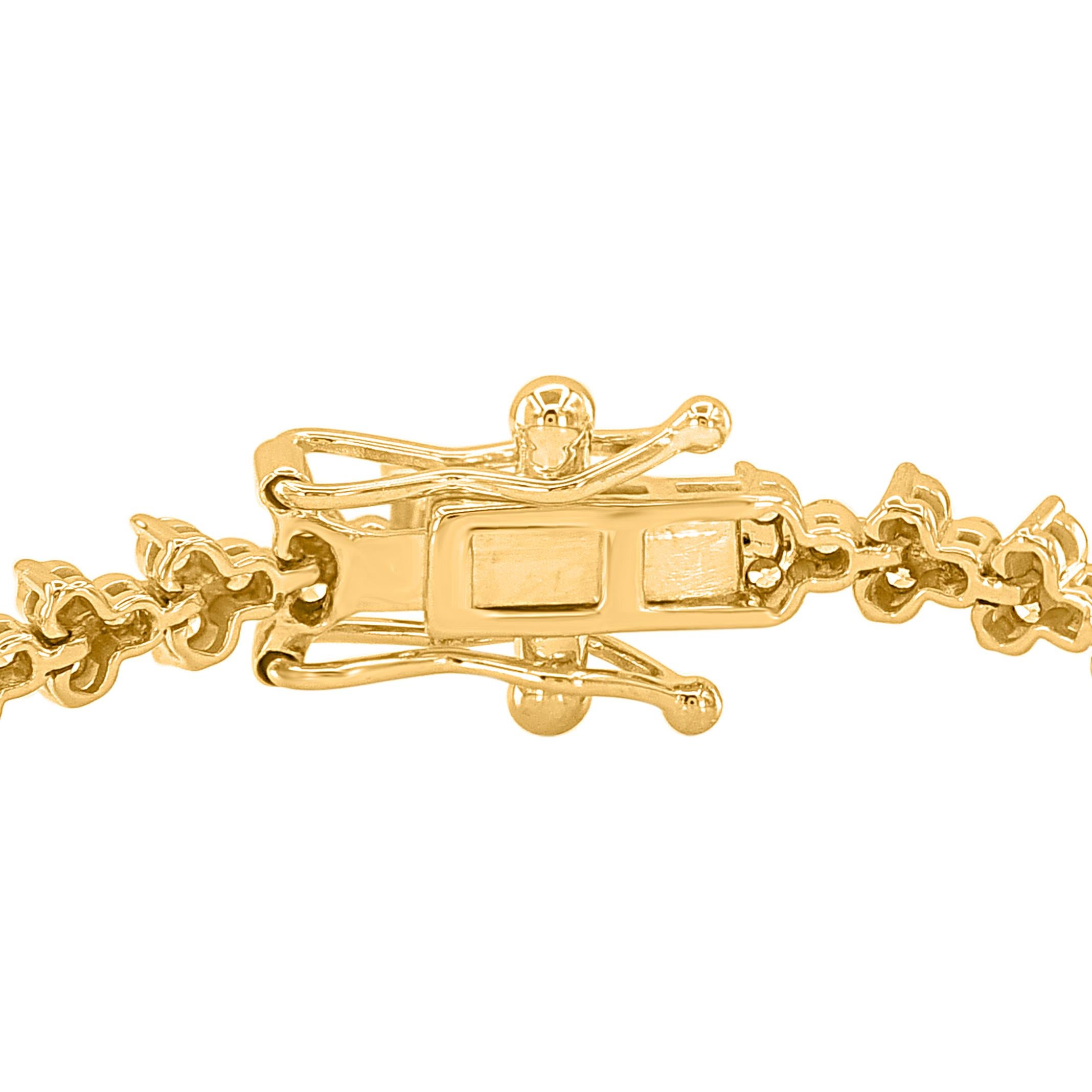 Modern TJD 2.0 Carat Round Brilliant Cut Diamond 18KT Yellow Gold Wedding Bracelet For Sale