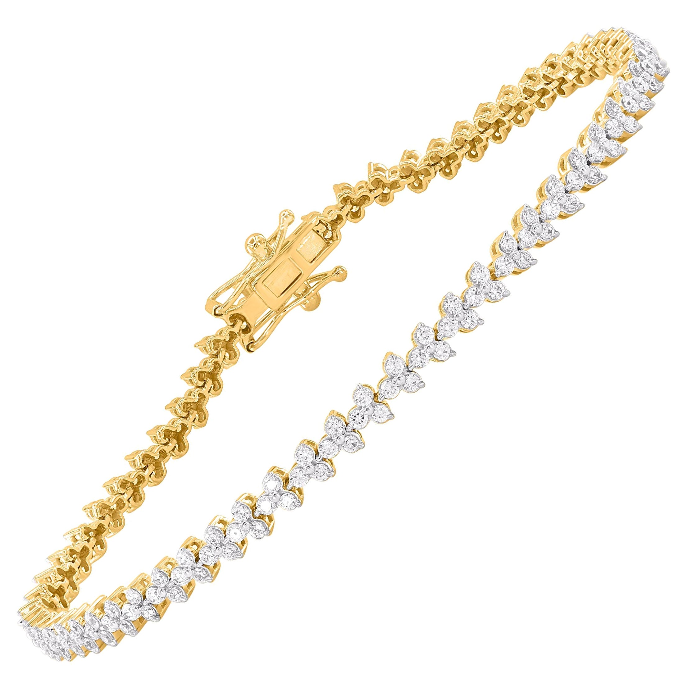 TJD 2.0 Carat Round Brilliant Cut Diamond 18KT Yellow Gold Wedding Bracelet