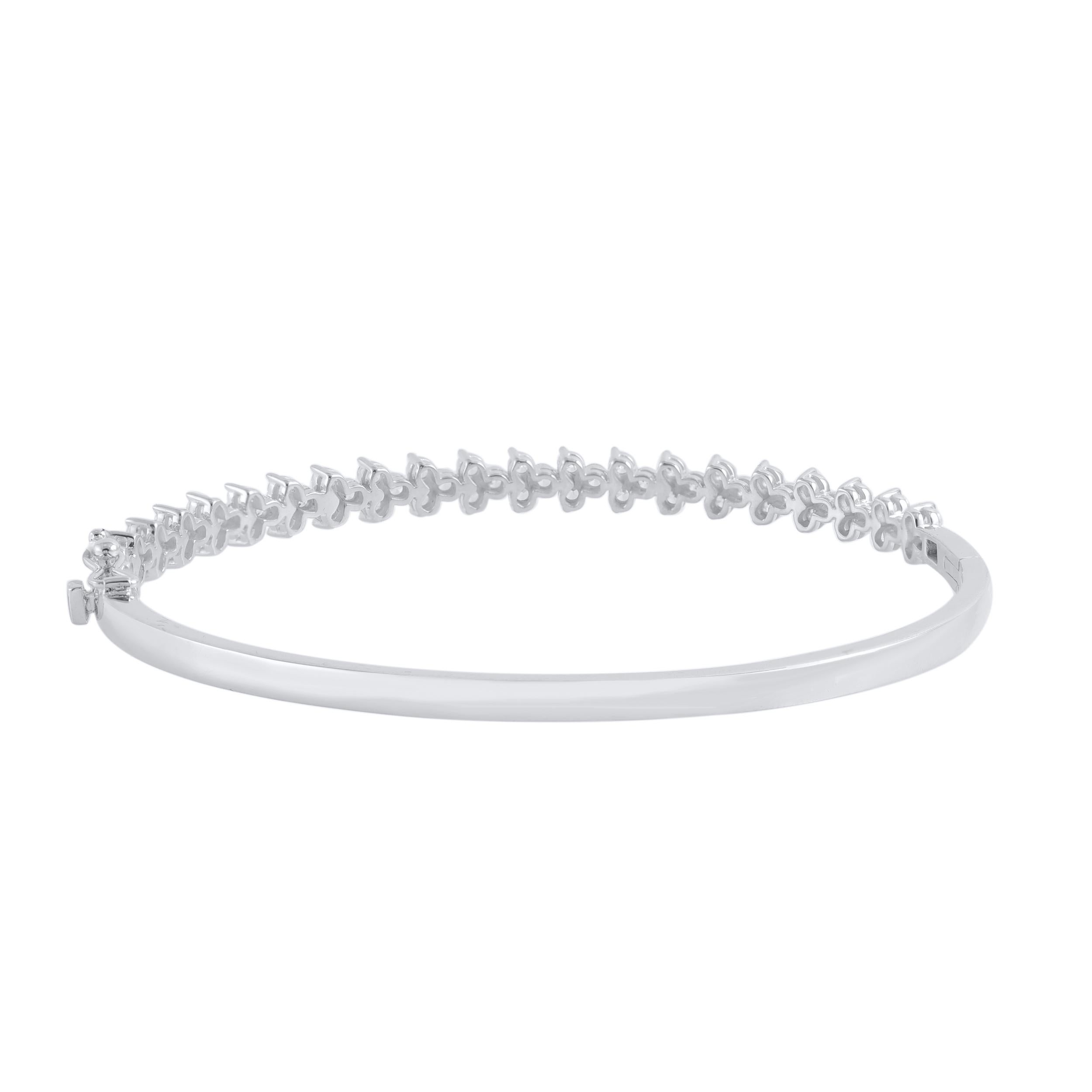 Contemporain TJD Bracelet en or blanc 14KT avec diamants ronds et brillants de 2,0 carats en vente