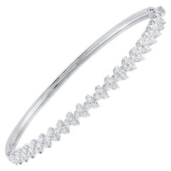 TJD 2.0 Carat Round Brilliant Cut Diamond Bangle Bracelet in 14KT White Gold