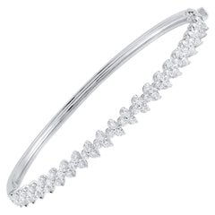 TJD 2.0 Carat Round Brilliant Cut Diamond Bangle Bracelet in 18 Karat White Gold