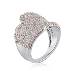 TJD 2,0 Karat Runder Brillant Diamant 14 Karat Weißgold Breites Hochzeitsband