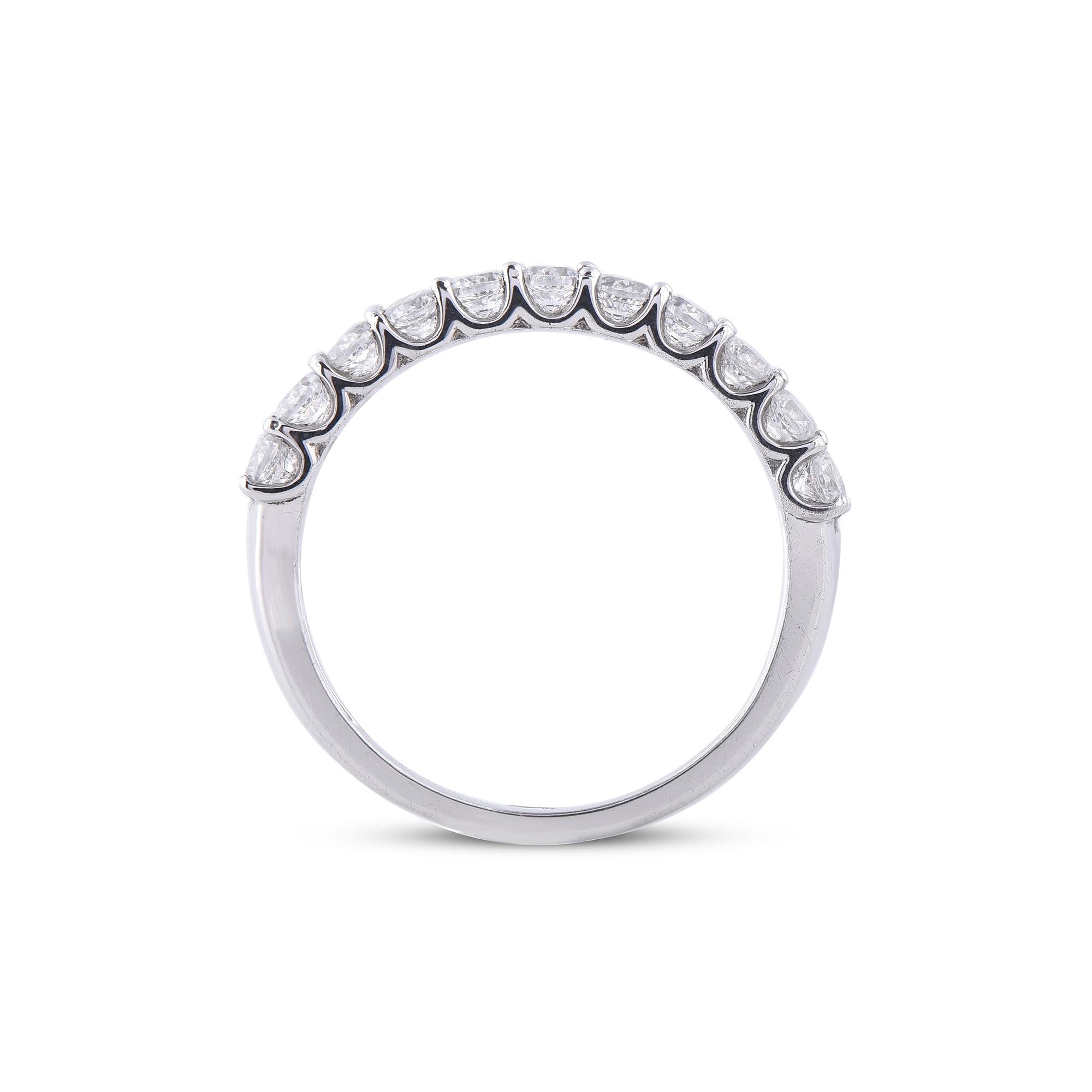 Alliance d'anniversaire à 3 rangées en or blanc 14 carats avec diamants ronds de 2,0 carats TJD Neuf - En vente à New York, NY