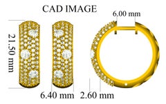 TJD 2.0 Carat Round Diamond 14 Karat White Gold Designer Huggie Hoop Earrings