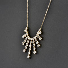 Collana TJD con diamanti rotondi da 2,0 carati in oro giallo 14 carati con castone