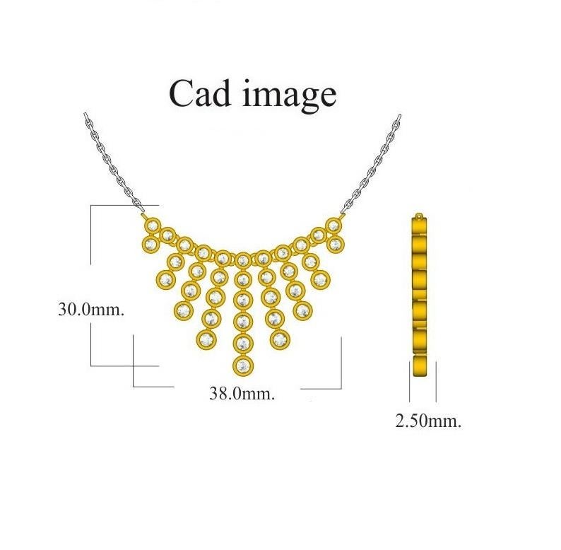 Taille ronde Collier à la mode en or jaune 14 carats serti d'un diamant rond de 2,0 carats TJD en vente