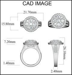 TJD 2.0 Carat Round Diamond 14 Karat Yellow Gold Composite Halo Engagement Ring