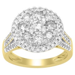 TJD 2.0 Carat Round Diamond 14 Karat Yellow Gold Composite Halo Engagement Ring