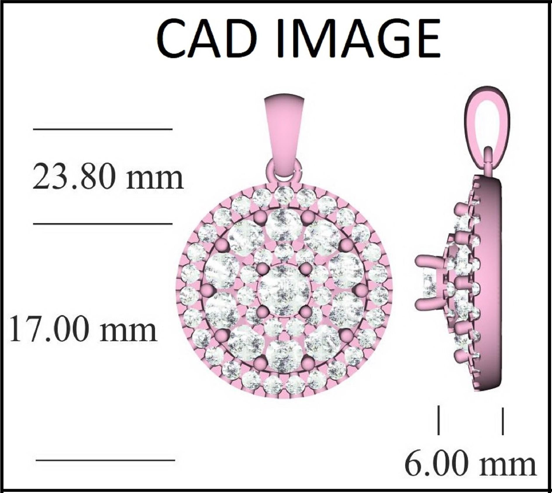 Embrassez-vous avec ce pendentif serti de diamants à couper le souffle, prêt à vous faire briller. Le pendentif est réalisé en or rose 14 carats et comporte 49 diamants ronds sertis en pince, en micro-pince et en canal, d'une couleur H-I et d'une