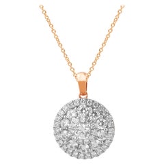 TJD 2.0 Carat Round Diamond 14K Yellow Gold Designer Cluster Fashion Pendant